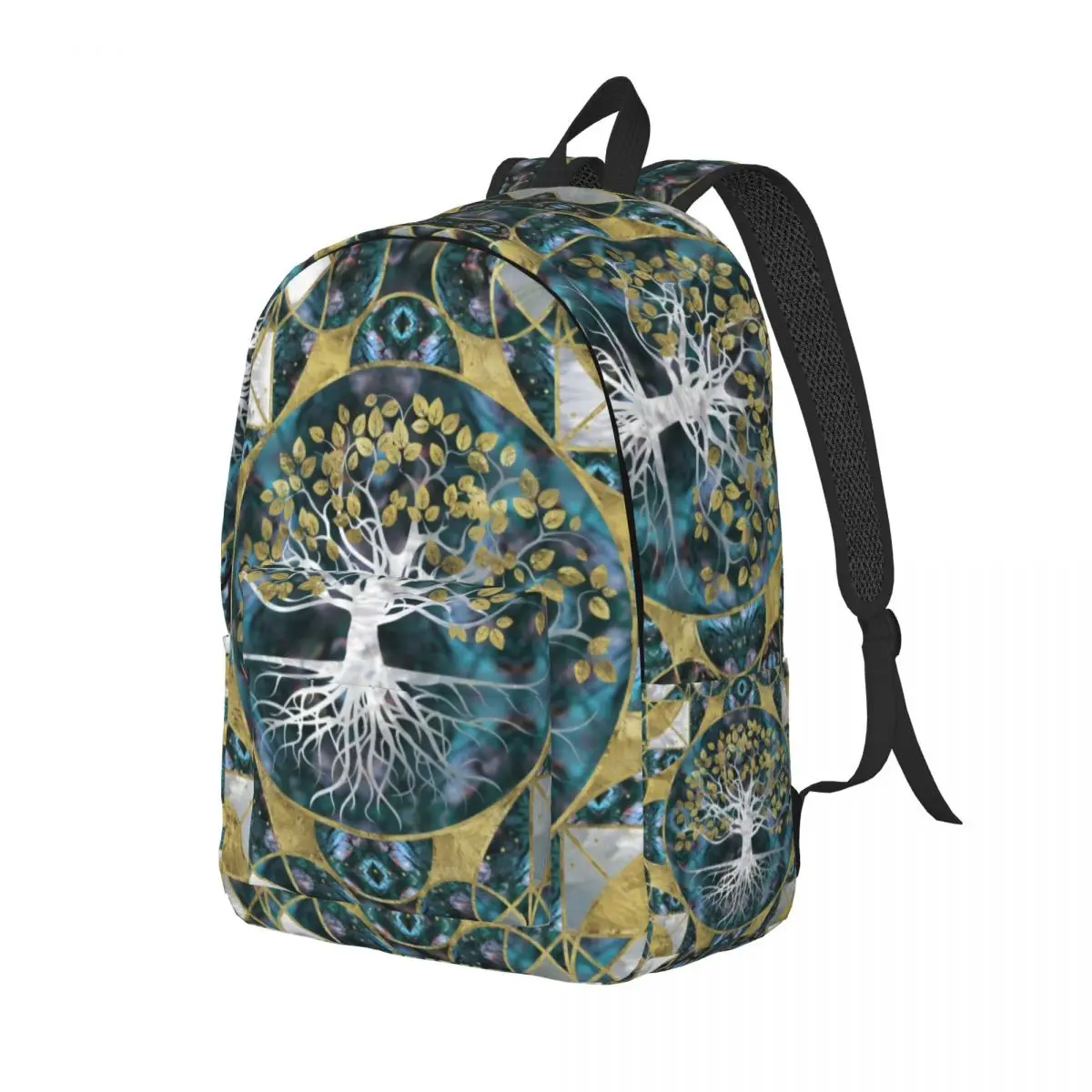 Tree Of Life Marble And Gold Travel Canvas Backpack Women School Laptop Bookbag Vikings Yggdrasil College Student Daypack Bags