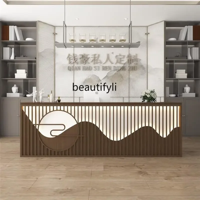 Beauty salon checkout page counter simple modern Chinese retro health center store reception small multi-function