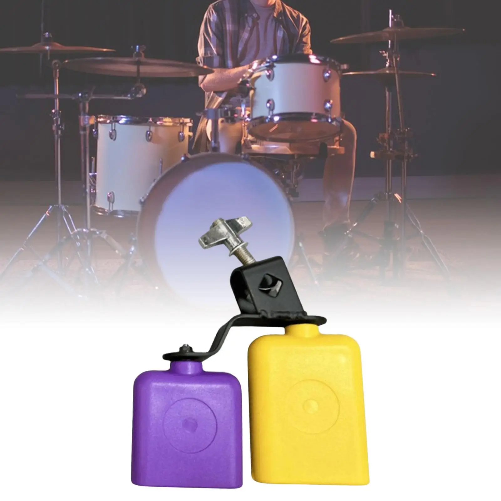 High and Low Tones Bicolor Cowbell Drum Accessories Practical Professional Sturdy with Adjustable Mount Noise Maker for Bands