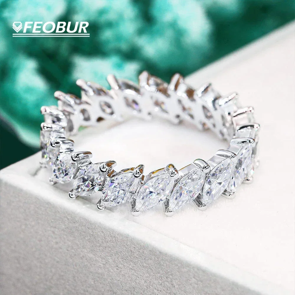 

3*6mm Marquise Cut Moissanite Rings for Women Men 925 Sterling Silver Engagement Ring Wedding Eternity Band with GRA Certificate