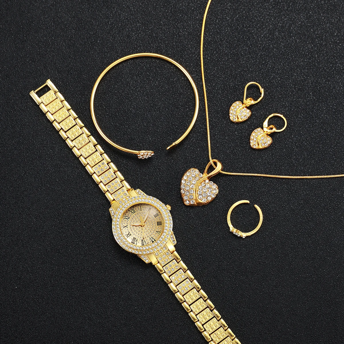 ساعة نسائية فاخرة بمينا بسيط كوارتز مقترنة بمجموعة إكسسوارات، أفضل اختيار هدية (الصندوق غير متضمن) #3