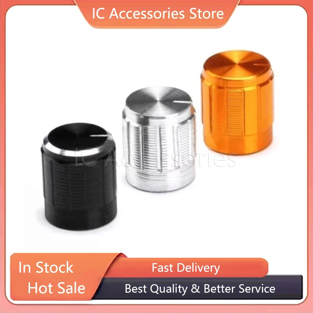 

10PCS Aluminum Alloy Knob 13*17mm 15*17mm Potentiometer Knob Cap Volume Control Switch Flower Shaft Hole 6mm Black Silvery Gold