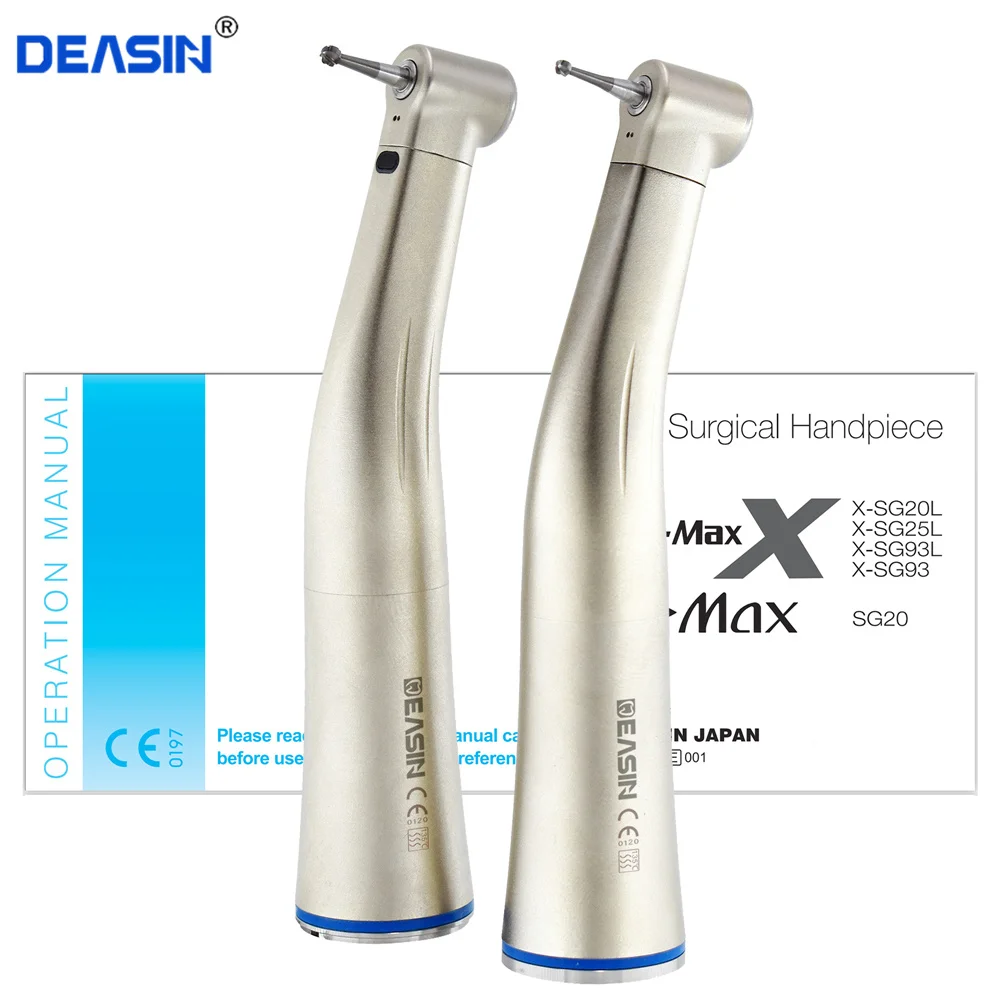 

1 Pcs x Dental Fiber Optical LED Contra Angle De-max x25l Low Speed Handpiece 1:1 Blue Ring Dental Handpiece