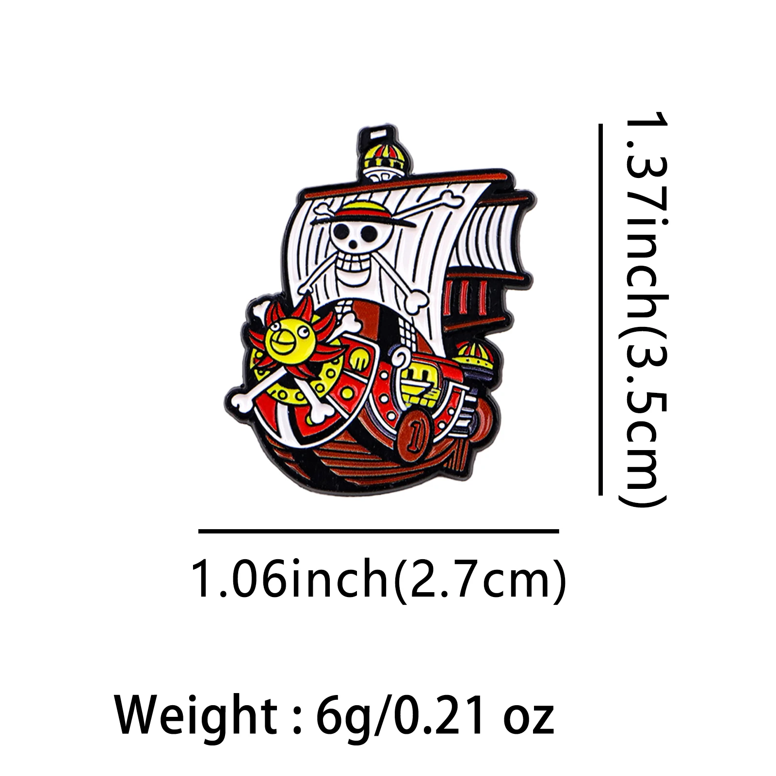 2er-Set niedliche Emaille-Pins: Anime-Schiff-Broschen für Rucksäcke, Hüte, Reversnadeln, Abzeichen für Fans, Geschenke, Cosplay-Zubehör, Spielzeug – Detail 1