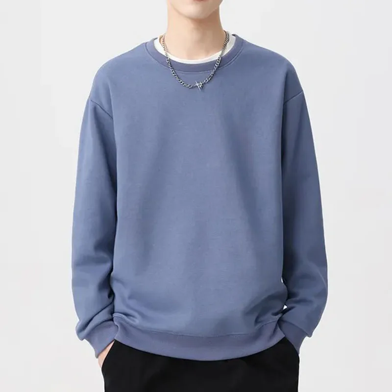 

Мужская весенняя классическая простая универсальная однотонная спортивная и повседневная мужская толстовка с круглым вырезом