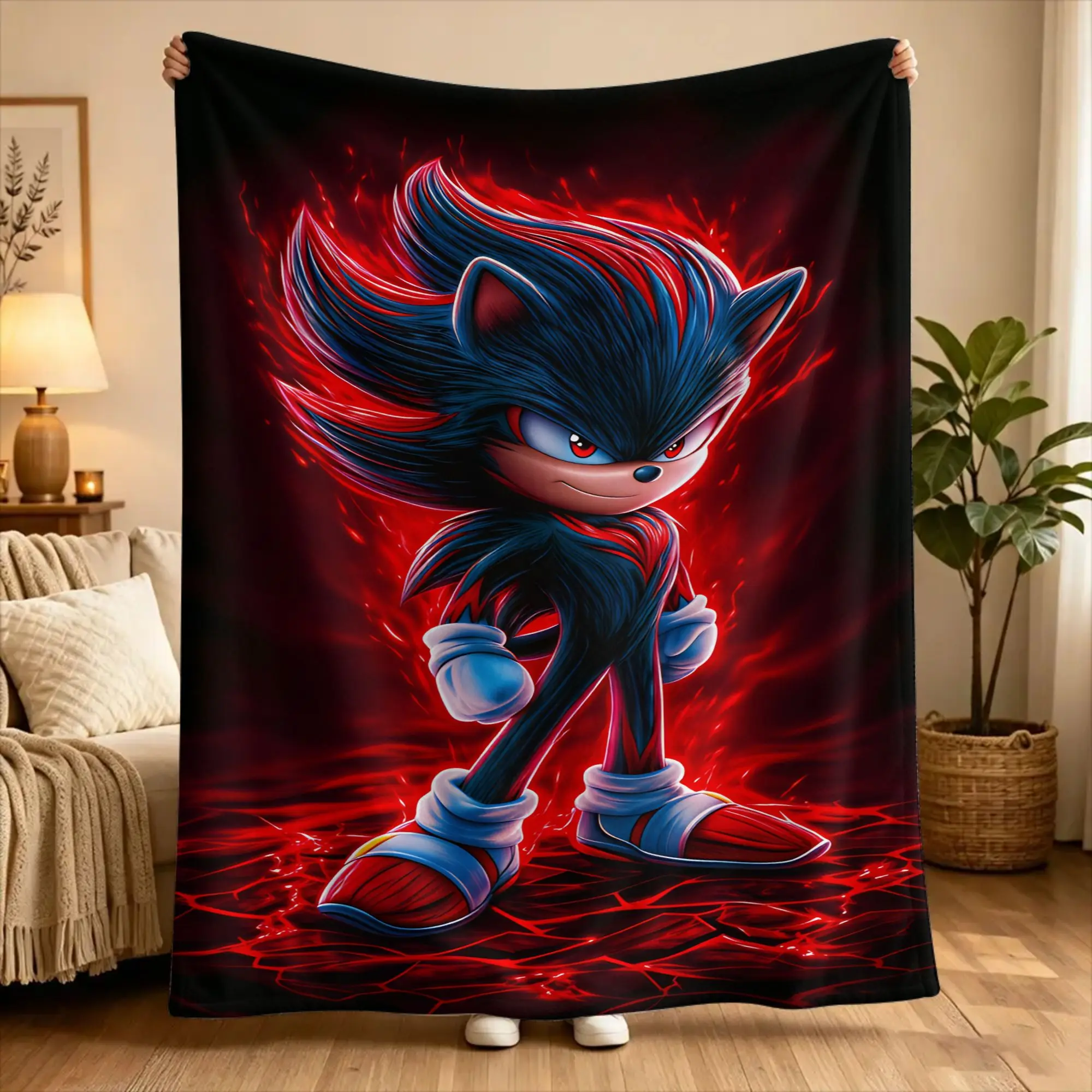 S-sonic The Hedgehog  Blanket Quality Warm Soft  Throw Blanket Winter Airplane Travel Home Decor Novelty Bedspread