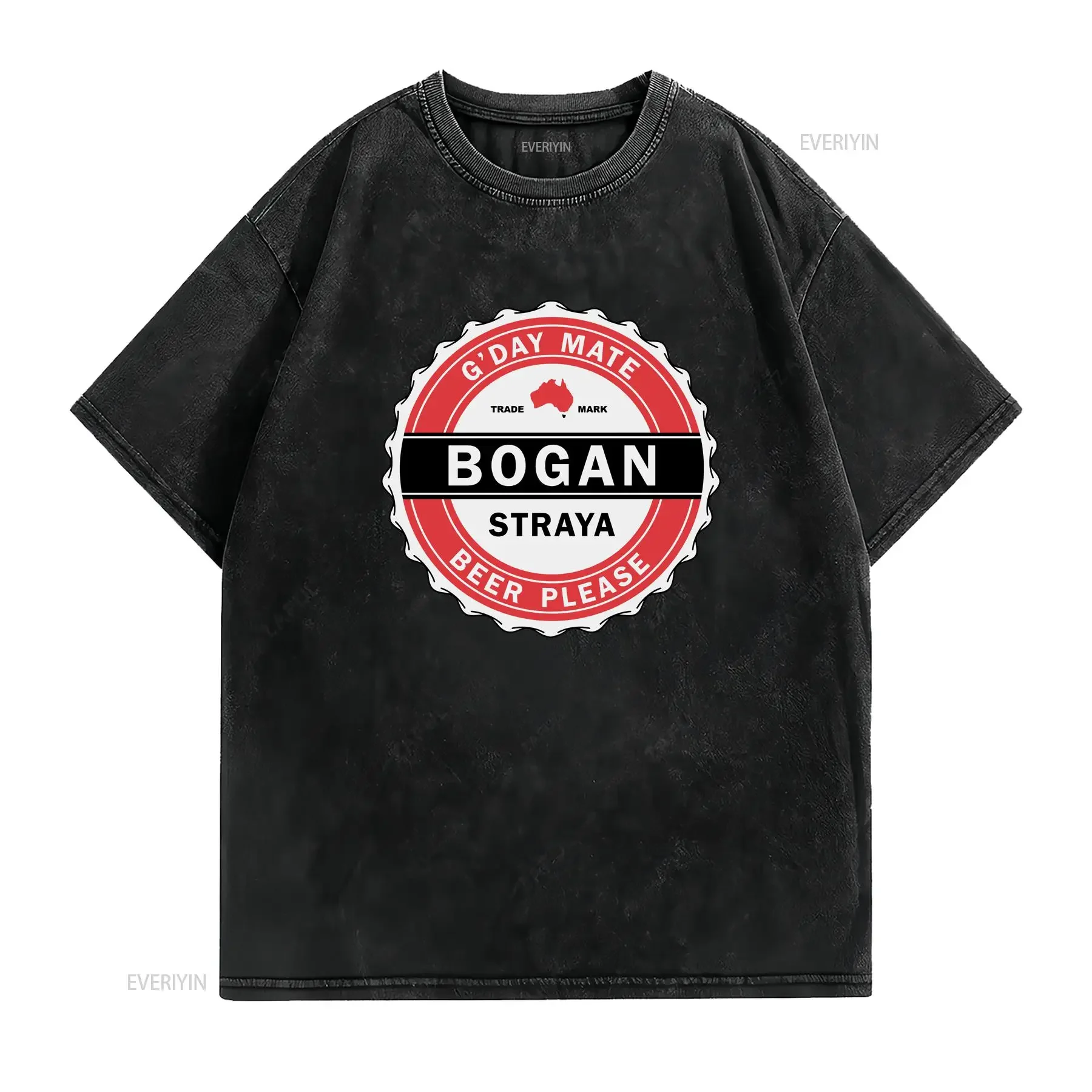 Funny cool T shirt for men BOGAN Straya Bintang beer inspired Bali Aussie vintage Washed fashion homme Top For Everyday Wear
