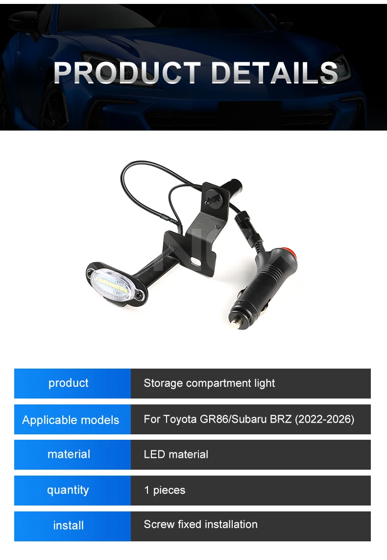 LED-Innenraumleuchte für Subaru BRZ ZD8 und Toyota GR86 ZN8 (2022 2023 2024 2025 2026), weiß/blau, 12 V DC – Detail 9