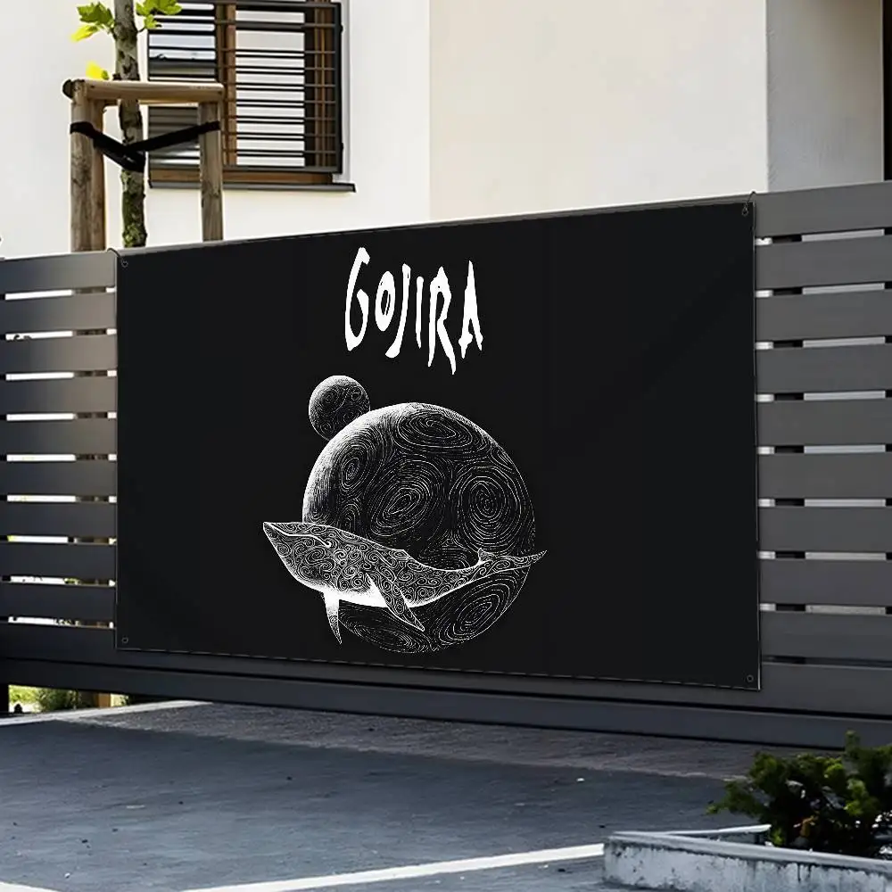 روك باند-g-Gojiras العلم أعلام مخصصة الجدار شنقا نسيج في الهواء الطلق الزخرفية العلم خلفية بطانية