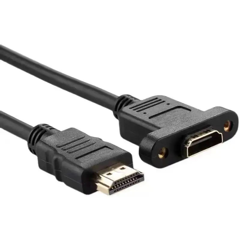 HDMI Compatible Male to Female Extension Cable With Ears and Screw Holes for Fixation, HDMI Compatible HD Cable Connection Cable