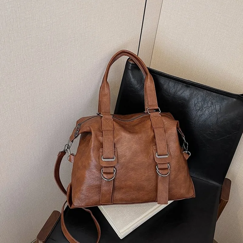 

Элегантная кожаная классическая винтажная сумка большой вместимости для женщин, роскошная сумка-мессенджер на каждый день