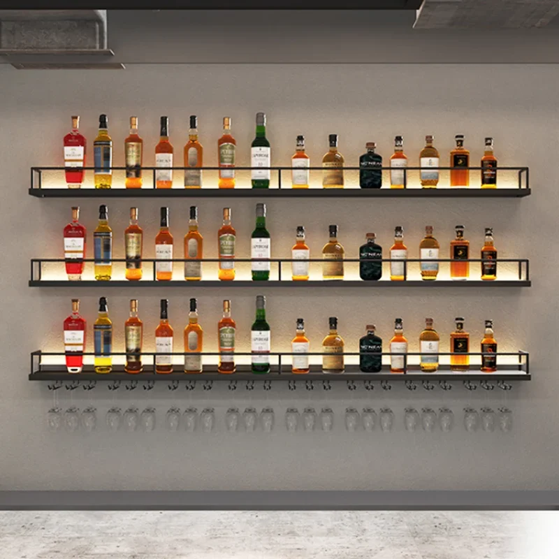 

Bar Cabinet Storage Floating Shelf Column Salon Industrial Wine Luxury Wall Movable Commercial Meuble Vitrine Bar Furniture