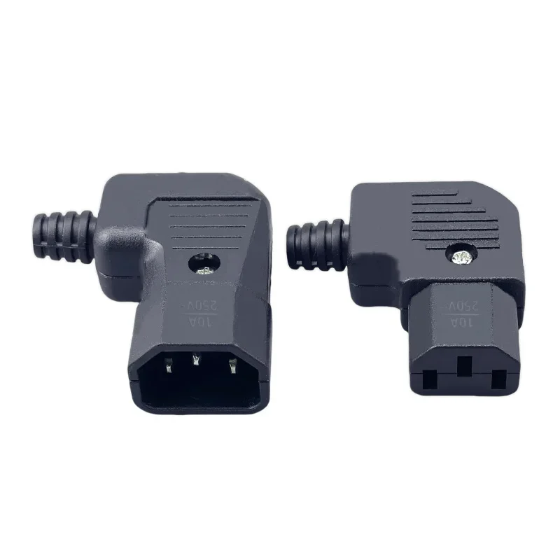 Black Elbow IEC320 C13 C14 Power Cord Wiring Power Plug Assemble IEC Connector Outlet PDU UPS Electrical AC Socket Plug 10A 250V