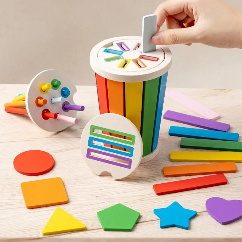 Color Matching Toys Colorful Wooden Brain Teaser Preschool Learning Activities Fine Motor Skill Toys Matching Game For Fine