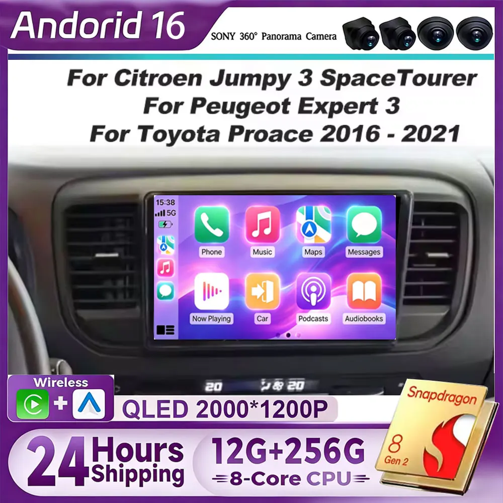 Android 16 Carplay For Citroen Jumpy III 3 SpaceTourer 1 For Peugeot Expert 3 2016 2017 2018 - 2021 Car Radio Multimedia Player