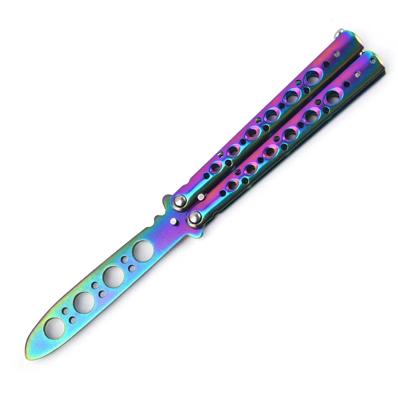 Cuchillo de mariposa plegable portátil CSGO Balisong Trainer, cuchillo de práctica de bolsillo de acero inoxidable, herramienta de entrenamiento