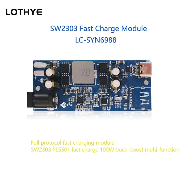 SW2303 PL5501 Szybkie ładowanie 100 W Buck-boost Wielofunkcyjny moduł szybkiego ładowania z pełnym protokołem PD Port szybkiego ładowania typu C 24 V 150 W