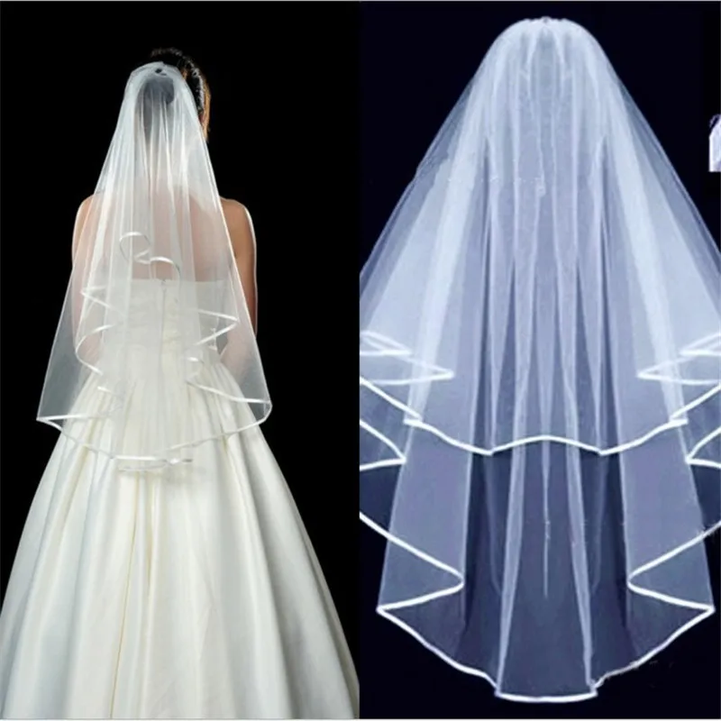 Velo da sposa corto semplice in Tulle a due strati con pettine velo da sposa bianco avorio per la sposa per accessori da sposa matrimonio