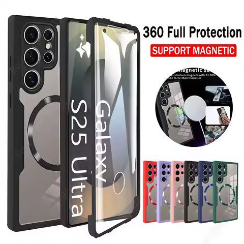 360° Fully Protected Double-sided Case For Samsung S25 Ultra S22 S23 S21 S24 Plus Magnetic Cover For Magsafe Wireless Charging