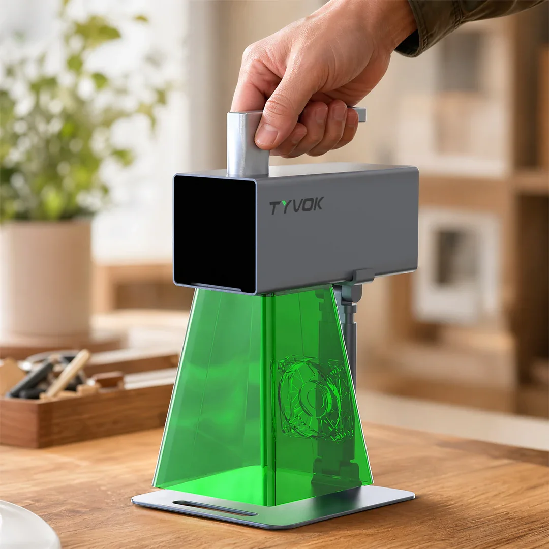 

TYVOK P2 Compact Galvo Laser Engraver for Gifts, Tags & Leather, Easy Setup, Automatic Smoke Extraction, and Fast Engraving