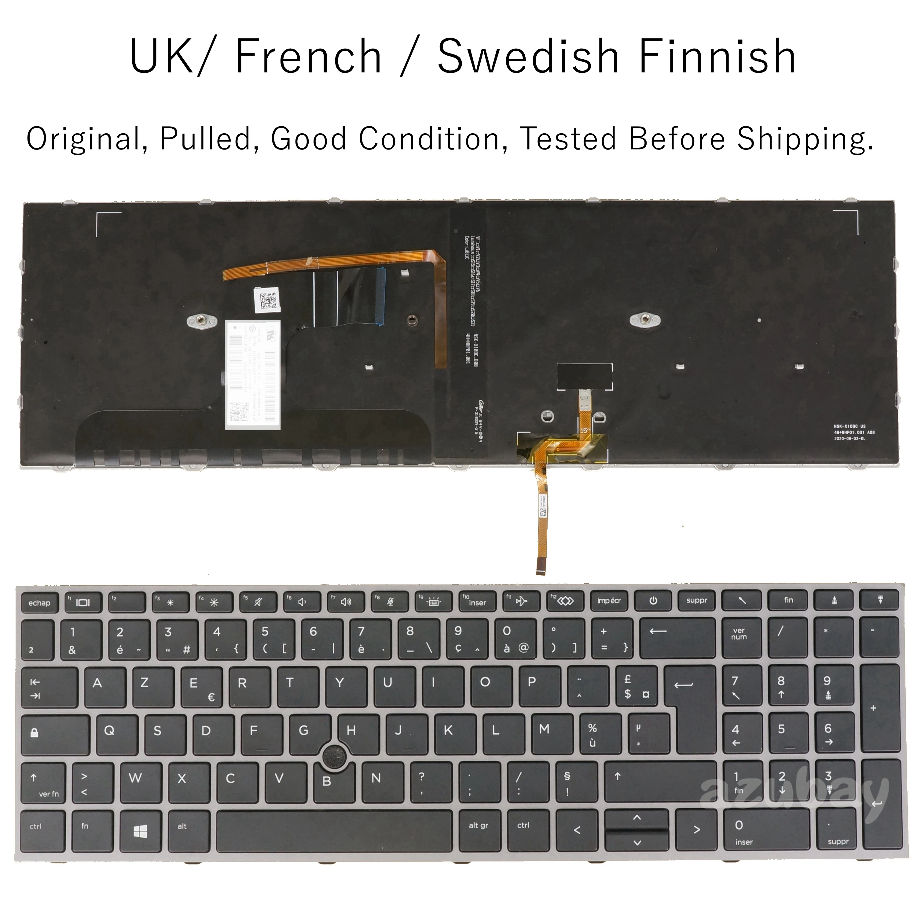 

UK French Swedish Finnish Keyboard for HP ZBOOK Fury 17 G7 G8, M04679- 051 031 B71/ M20128- 051 031 B71 NSK-X11BC Backlit Pulled