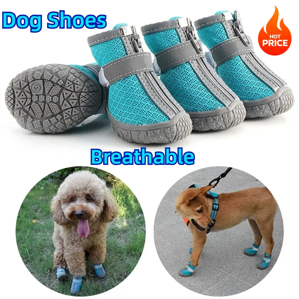 

Dog Shoes Mesh Breathable Dog Boots Paw Protector for Small Dog Pavement Winter Snowy Anti Slip Summer Hot Pet Paw Accessories