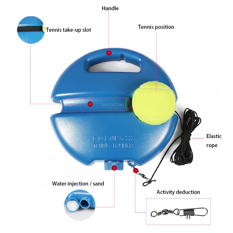 Dispositivo de rebote de autoaprendizaje para tenis, dispositivo de arranque con 3 pelotas, entrenamiento de tenis, dispositivo de entrenamiento individual, práctica de golpe al aire libre