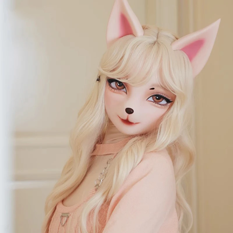 

Female Cute Kitty Cat Mask, Girl Resin Full Head Cosplay, Japanese Role Play, BJD Kigurumi Mask, Crossdresser Doll Mask