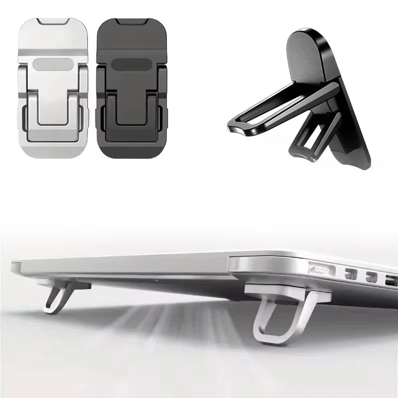 2PCS Mini Foldable Laptop Stand Portable Computer Keyboard Riser with 2 Adjustable Angles Self-Adhesive Invisible Notebook Stand