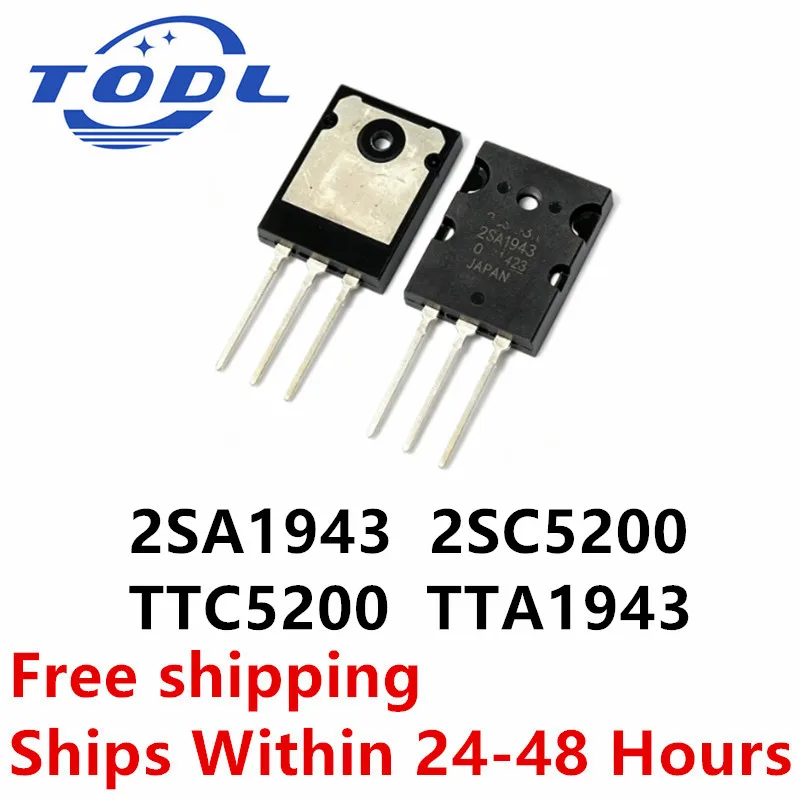 (10piece) 100% New 2SC5200 TO-3PL 2SA1943 TO-3P 3pair (5PCS SC5200 SA1943) TTC5200 TTA1943 Chipset
