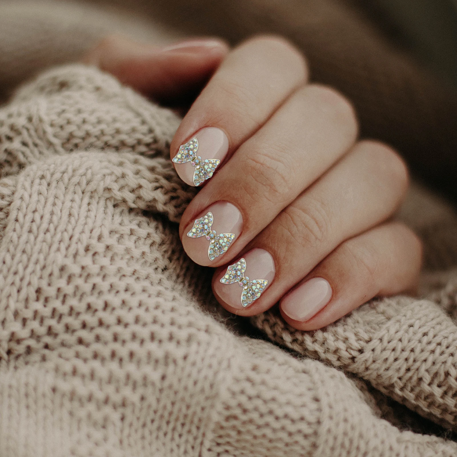 

10 Pcs Bow Nail Decoration Art Supplies Sticker Bride Alloy Rhinestone DIY Manicure Tools Elegant Long Use Nail Patches