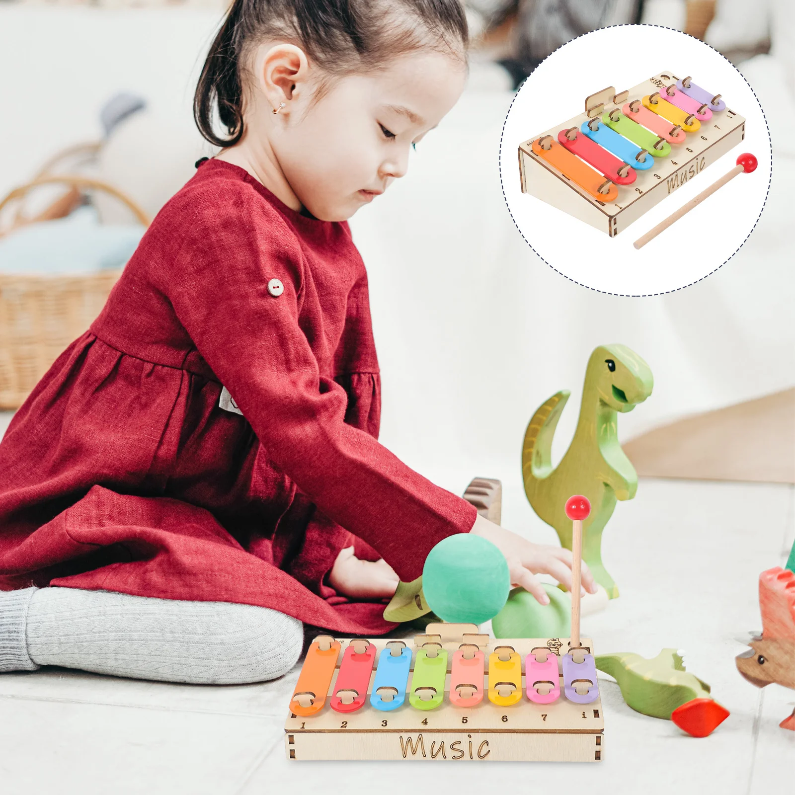 1 set 1 Set Diy 8-Note Wooden Xylophone Kit Educational Science Assembly Interactive Music Learning Stem Craft Activity Kids Fun