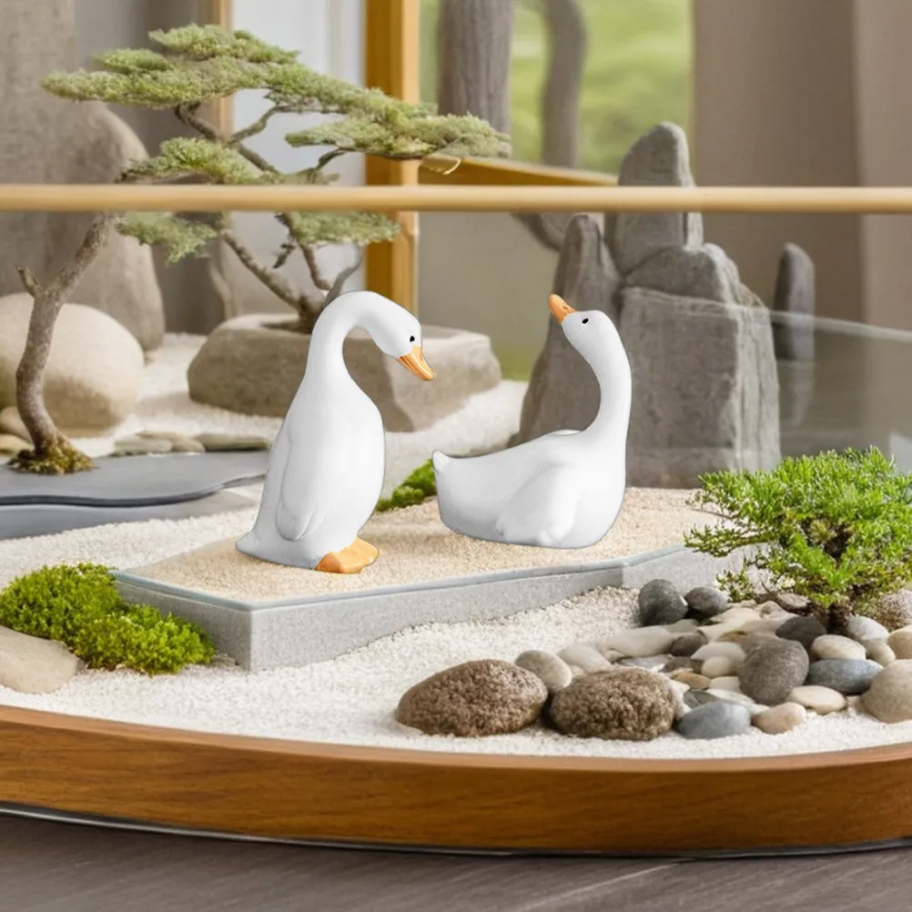 24Pcs Resin Animals Miniature For Terrarium Decoration Cake Decor White Goose Landscape