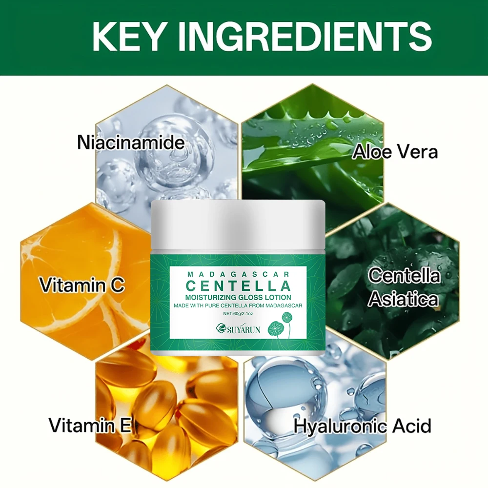 SUYARUN Hydrating Cica Face Cream - Soothes & Repairs Sensitive Skin, Intense Moisturizer with Centella Asiatica.