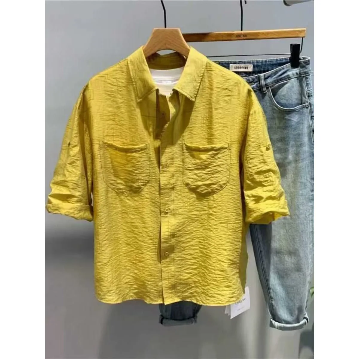 

Summer Large Size 250 Pounds New Japanese Design Sensation Men's Short Sleeve Collar Shirt Casual Loose Fit Breathable