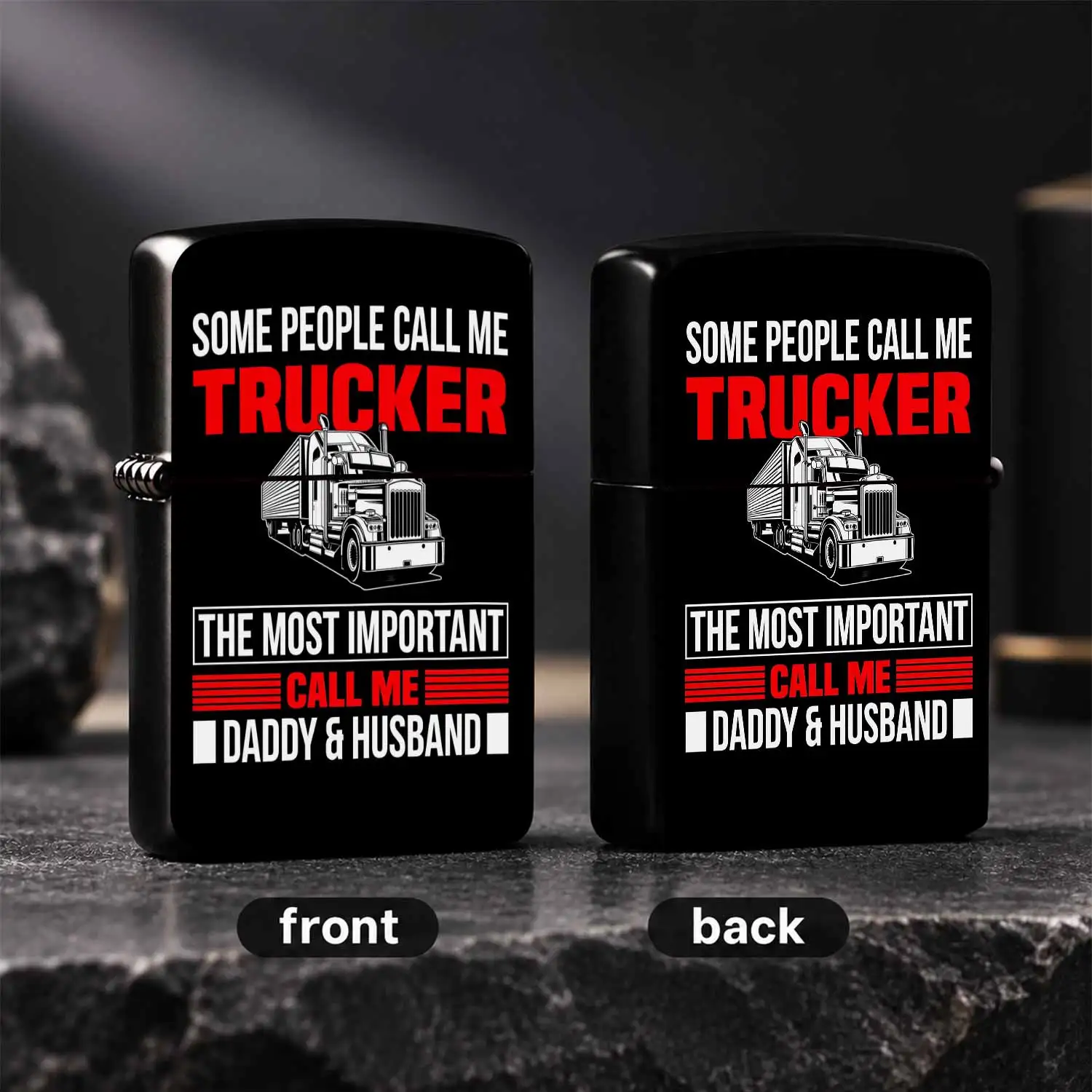 Creative Trucker Themed Pocket Lighter, Exquisite Daily Accessory For Daily Carrying, Ideal Thoughtful Gift For Father'S Day Birthday Anniversary, Unique Present For Trucker Husband And Daddy On Any Special Occasion A Humorous And Interesti