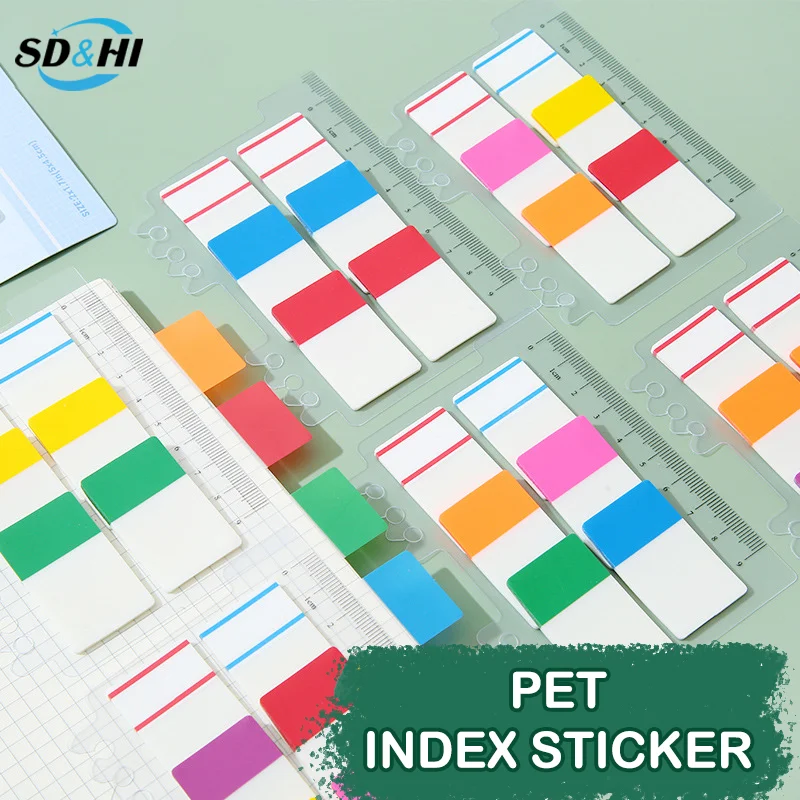 Яркие Прозрачные флуоресцентные индексные наклейки, канцелярские наклейки для заметок и страниц, для офиса, 60 листов