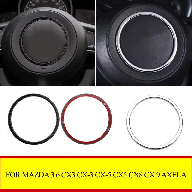 Car Steering Wheel Center Logo Circle Ring Cover Trim for Mazda 3 6 CX3 CX-3 CX-5 CX5 CX8 CX 9 Axela 2017 2018