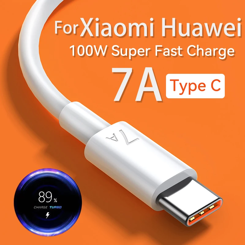 7A 100W USB to Type-C Cable for Samsung Xiaomi Redmi POCO Huawei Nova Honor OPPO Realme Moto Super Fast Charging USB C Data Cord