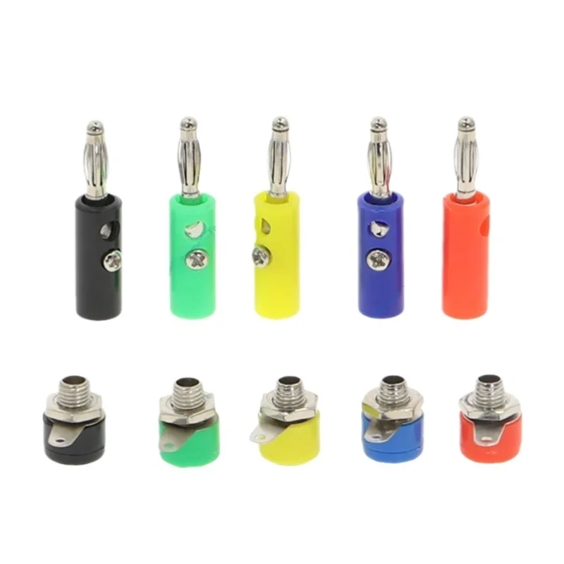 5Color Wire Audio Speaker Cable Banana Plug socket Jack Connectors 4mm Adapter Binding Post