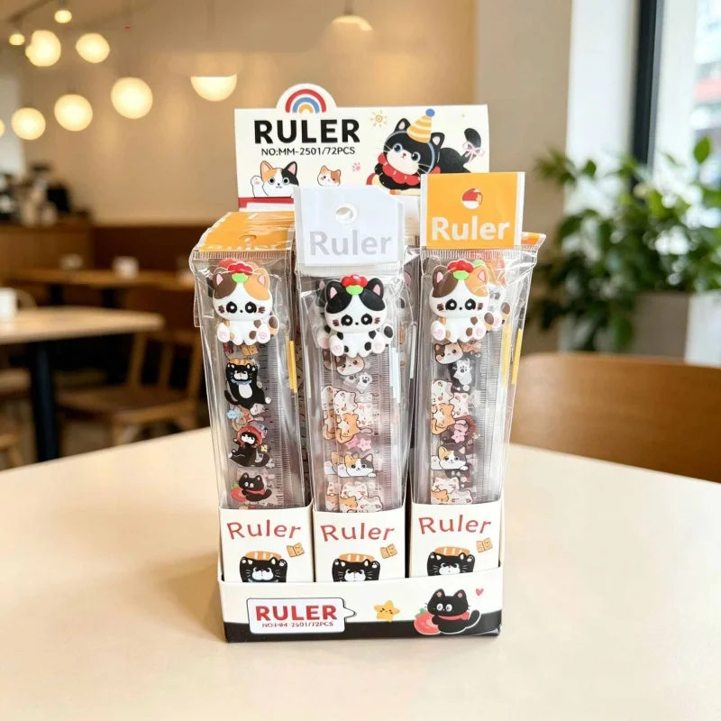 36pcs/lot Kawaii Cat Ruler Cute Bookmark Measuring Drawing Tool Promotional Gift School Supplies