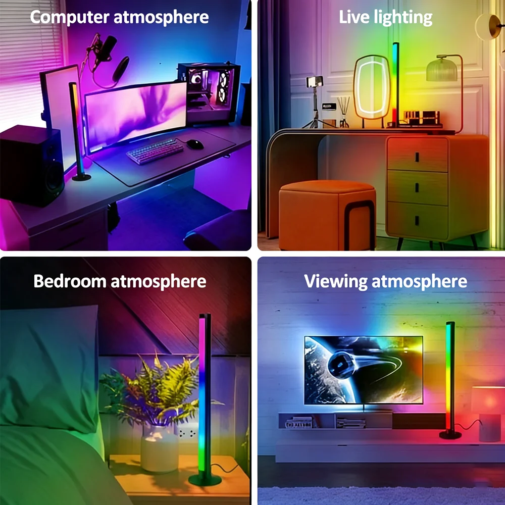 RGB Desktop Sound-Pickup-Licht Dimmbare Gaming-Musik-Rhythmus-Ambiente-Nachtlicht Boden-Tischlampe Ornament Bluetooth-Sync Flash5v