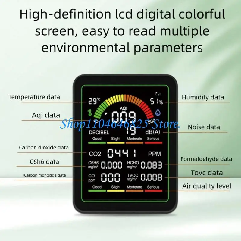 High Precisions CO2 Meter 9 Functions Including CO CO2 C6H6 Formaldehyde TVOC