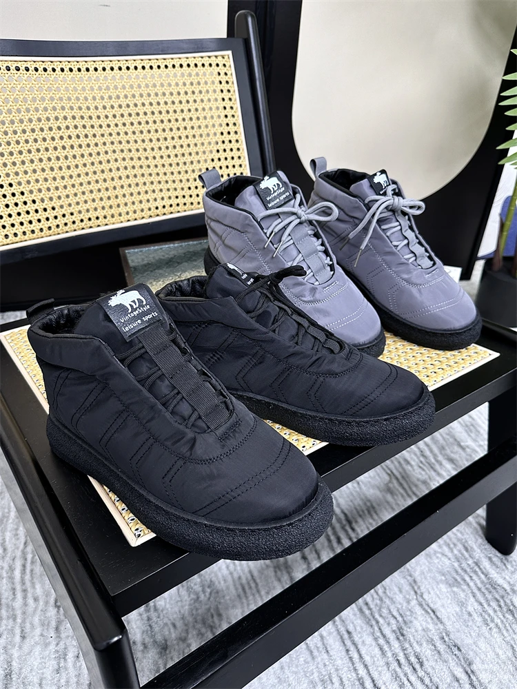 

Warm Casual Shoes for Men in Pure Color Sporty Style with Buckle Closure Comfortable Rubber Sole round Toe Winter Ready
