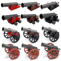 WWII Military Artillery MOC Building Blocks Gun Carriage Weapons Shells Shooting Cannons  Soldiers Figures Toy Pirate Ship K021