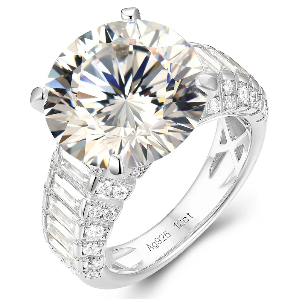 Yaranyan 925 Sterling Silver 12CT Round Cut Lab Sapphire Gemstone Engagement Jewelry Cocktail Ring for Women Anniversary Gifts