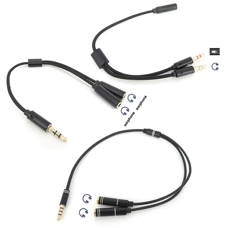 Headphone Splitter for Computer 3.5mm male Female to 2 Dual 3.5mm Male female Mic Microphone AUX Audio Y Splitter Cable Headset