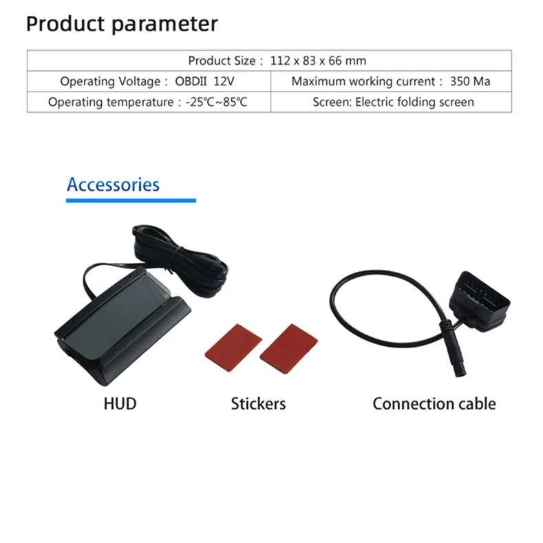 2024 Nieuwe Productfabriek Direct Acclope L5 Gemotoriseerd Opklapbare Scherm Snelheidsmeter Auto Alarm Hud Obd Metermeter Head Up Display