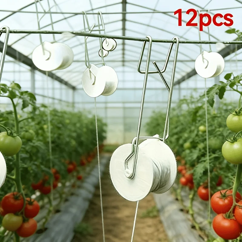 Greenhouse Vine Hanging Support System Scroll Type Crop Management Hooks Anti Stem Breaking for Tomato Support Roller Hooks