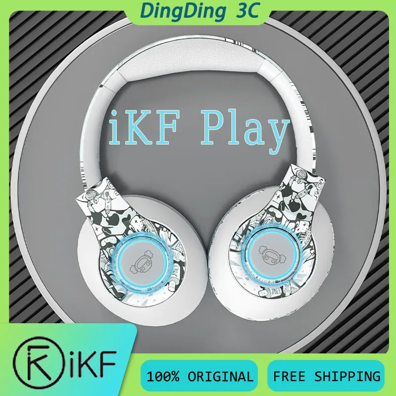 iKF Play Wireless Headphone With Mic Noise Reduction 40mm Dynamic Low Latency Foldable Ergonomics E-sports Gaming Headset Custom